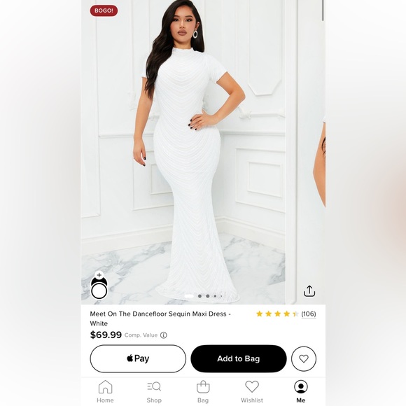 Fashion nova Meet On The Dancefloor Sequin Maxi Dress - White - Picture 1 of 3